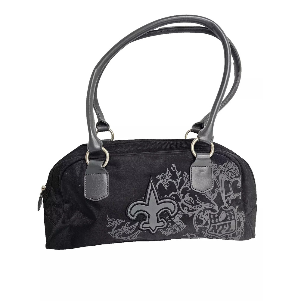 NFL New Orleans Saints Purse Handbag Football New Zipper Handle Black Logo